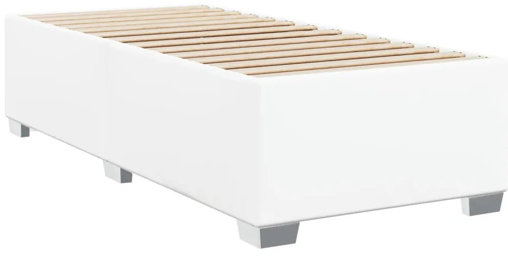 vidaXL Κρεβάτι Boxspring με Στρώμα Λευκό 100x200εκ.από Συνθετικό Δέρμα
