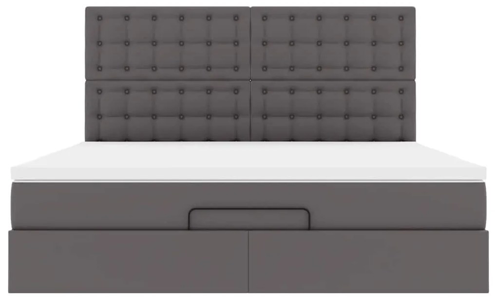 vidaXL Οθωμανικό κρεβάτι με στρώμα Γκρι 160x200cm Faux Leather