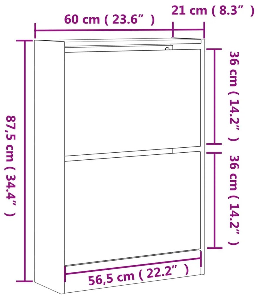 Παπουτσοθήκη Sonoma Δρυς 60x21x87,5 εκ. από Επεξεργασμένο Ξύλο - Καφέ