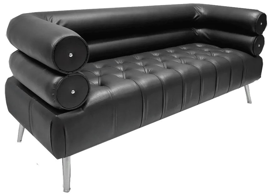 Bonsai Home Σετ Σαλόνι Chesterfield PU Μαύρο με Τραπέζι 93x72x81εκ - 143x72x81εκ - 183x72x81εκ - 108x108x46.5