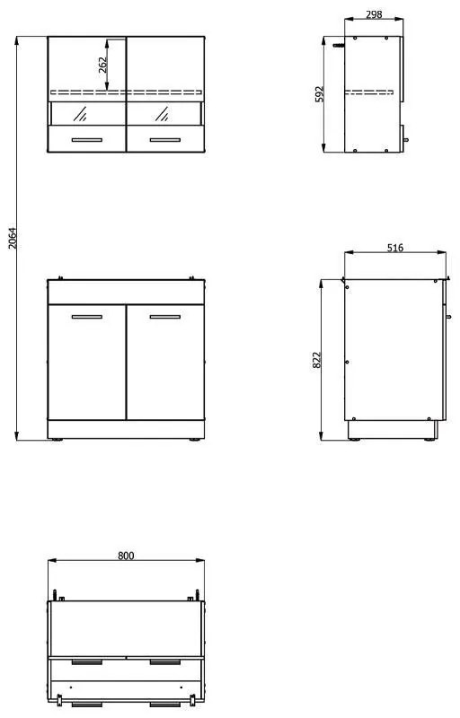 Έτοιμη Σύνθεση Κουζίνα Dalila 80S Γκρί Δρύς - Γκρί 80x51,5x206,5 εκ. 80x51.5x206.5 εκ.