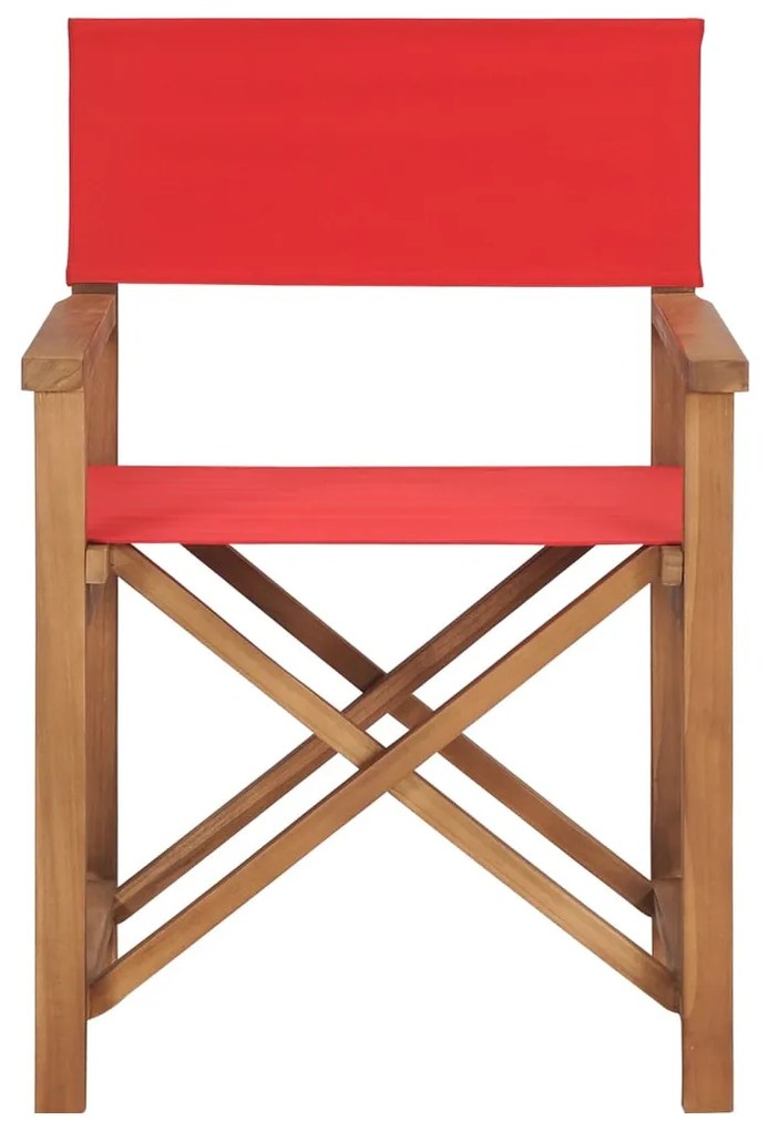 vidaXL Καρέκλες Σκηνοθέτη Πτυσσόμενες 2 τεμ. Κόκκινες Μασίφ Ξύλο Teak