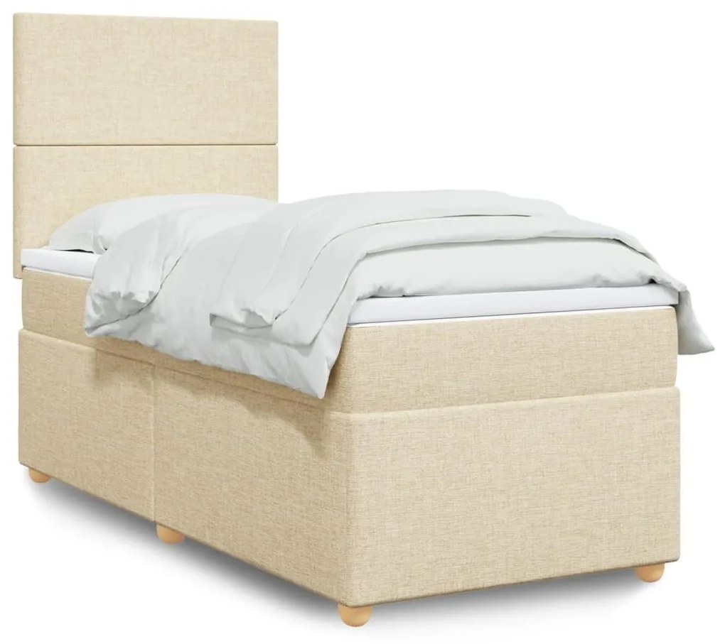 ΚΡΕΒΑΤΙ BOXSPRING ΜΕ ΣΤΡΩΜΑ ΚΡΕΜ 100 X 200 ΕΚ. ΥΦΑΣΜΑΤΙΝΟ 3293489