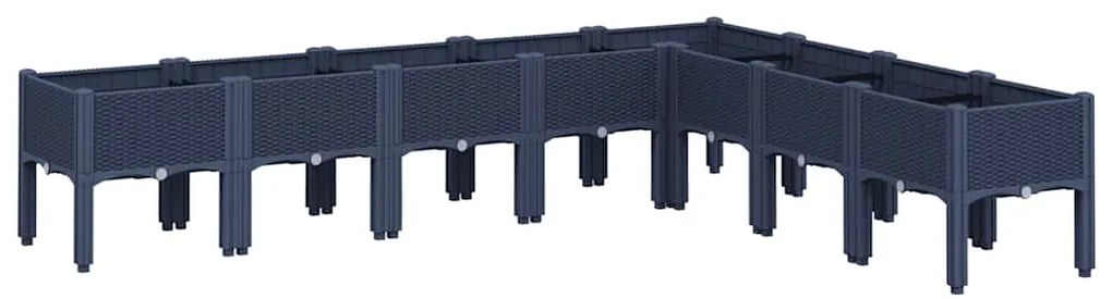 vidaXL Ζαρντινιέρα Κήπου με Πόδια Μπλε Γκρι 200x160x42 εκ. Πολυπροπυλένιο