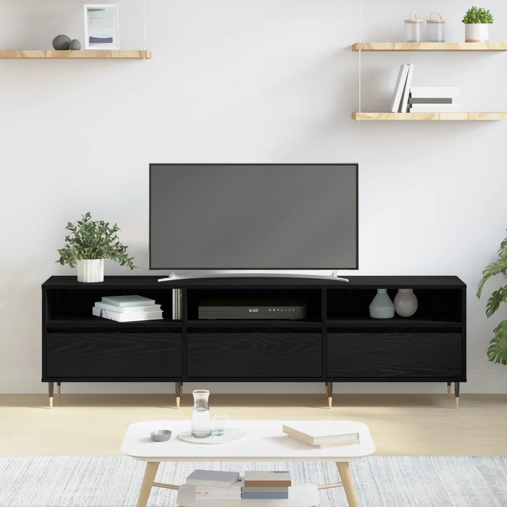 vidaXL Ντουλάπι τηλεόρασης Μαύρη Δρυς 150x30x44.5 εκ. Επεξεργασμένο Ξύλο