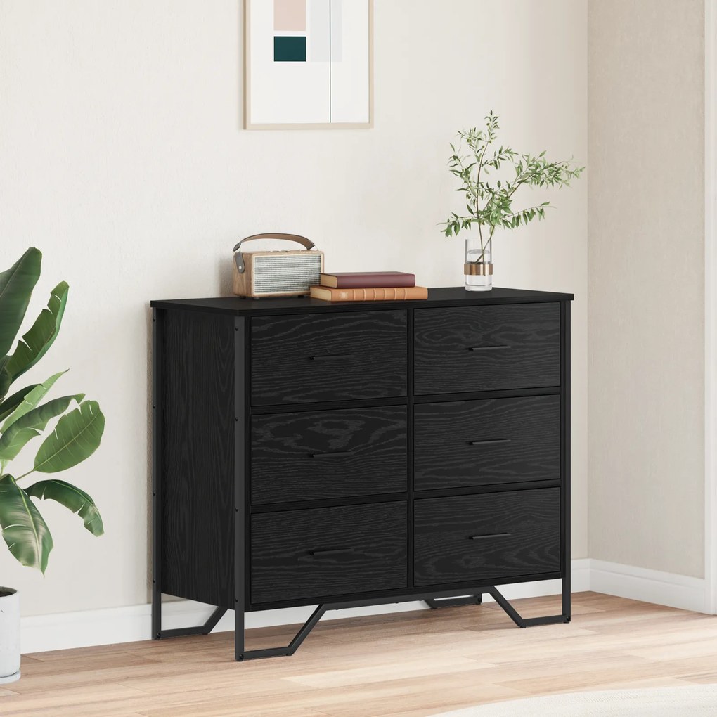 vidaXL Κομοδίνο Μαύρης Βελανιδιάς 91x35.5x74.5 εκ Επεξεργασμένο Ξύλο