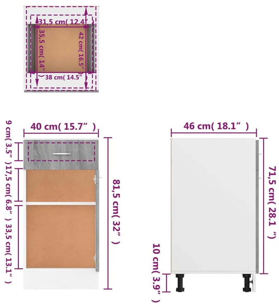Έπιπλο Με Συρτάρι Γκρι Sonoma 40 x 46 x 81,5 εκ. Επεξεργ. Ξύλο - Καφέ