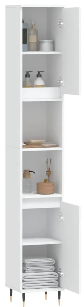 vidaXL Ντουλάπι Μπάνιου Λευκό 30 x 30 x 190 εκ. από Επεξεργασμένο Ξύλο