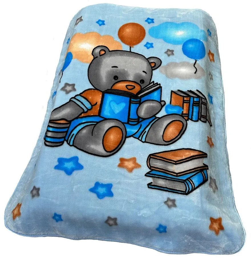 Κουβέρτα Βρεφική Βελουτέ Studying Bear 36 Baby Blue DimCol Κούνιας 110x140cm Πολυέστερ