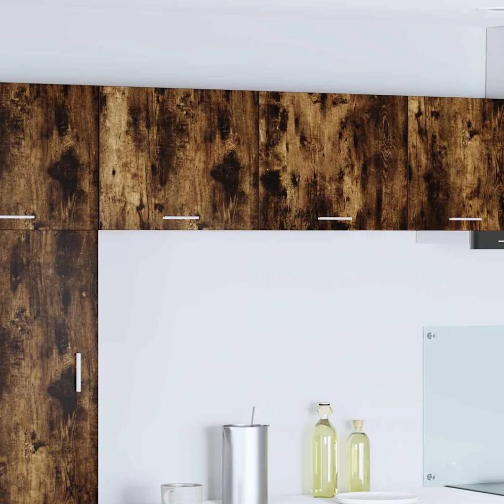 vidaXL Κρεμαστό ντουλάπι με αποθήκευση 2 pcs Καπνιστός Δρυς και Λευκό