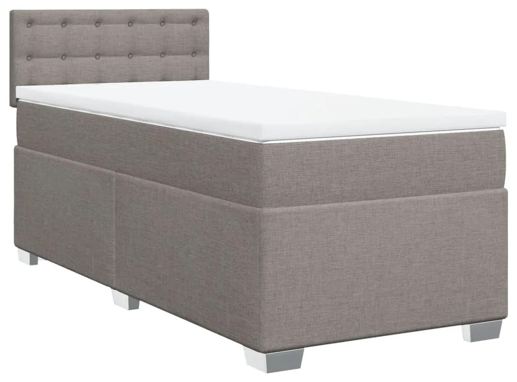 Κρεβάτι Boxspring με Στρώμα Taupe 90x200 εκ. Υφασμάτινο - Μπεζ-Γκρι