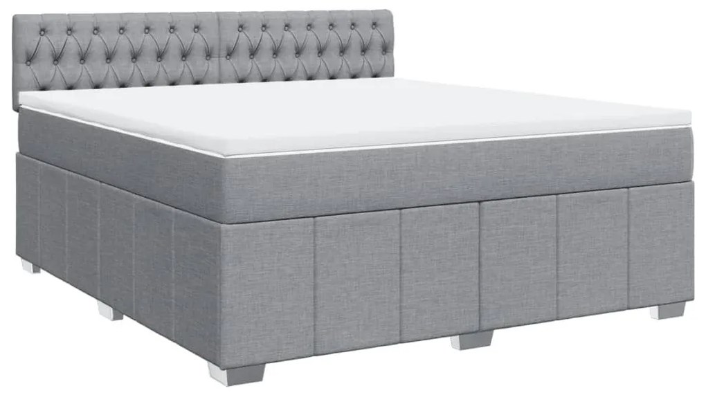 Κρεβάτι Boxspring με Στρώμα Ανοιχτό Γκρι 180x200 εκ. Υφασμάτινο - Γκρι