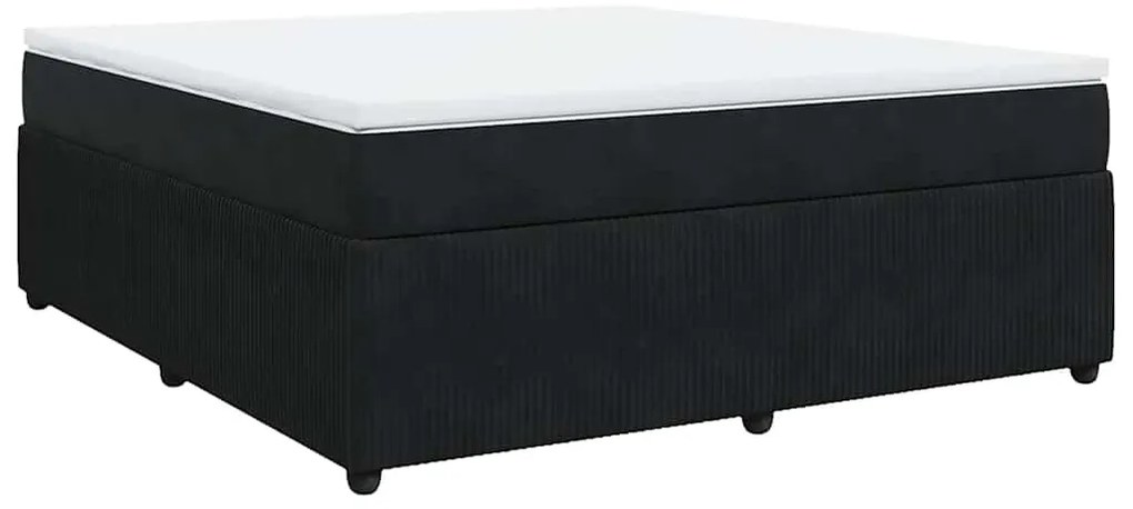 vidaXL Κρεβάτι Boxspring με Στρώμα Μαύρο 180x200 εκ. Βελούδινο