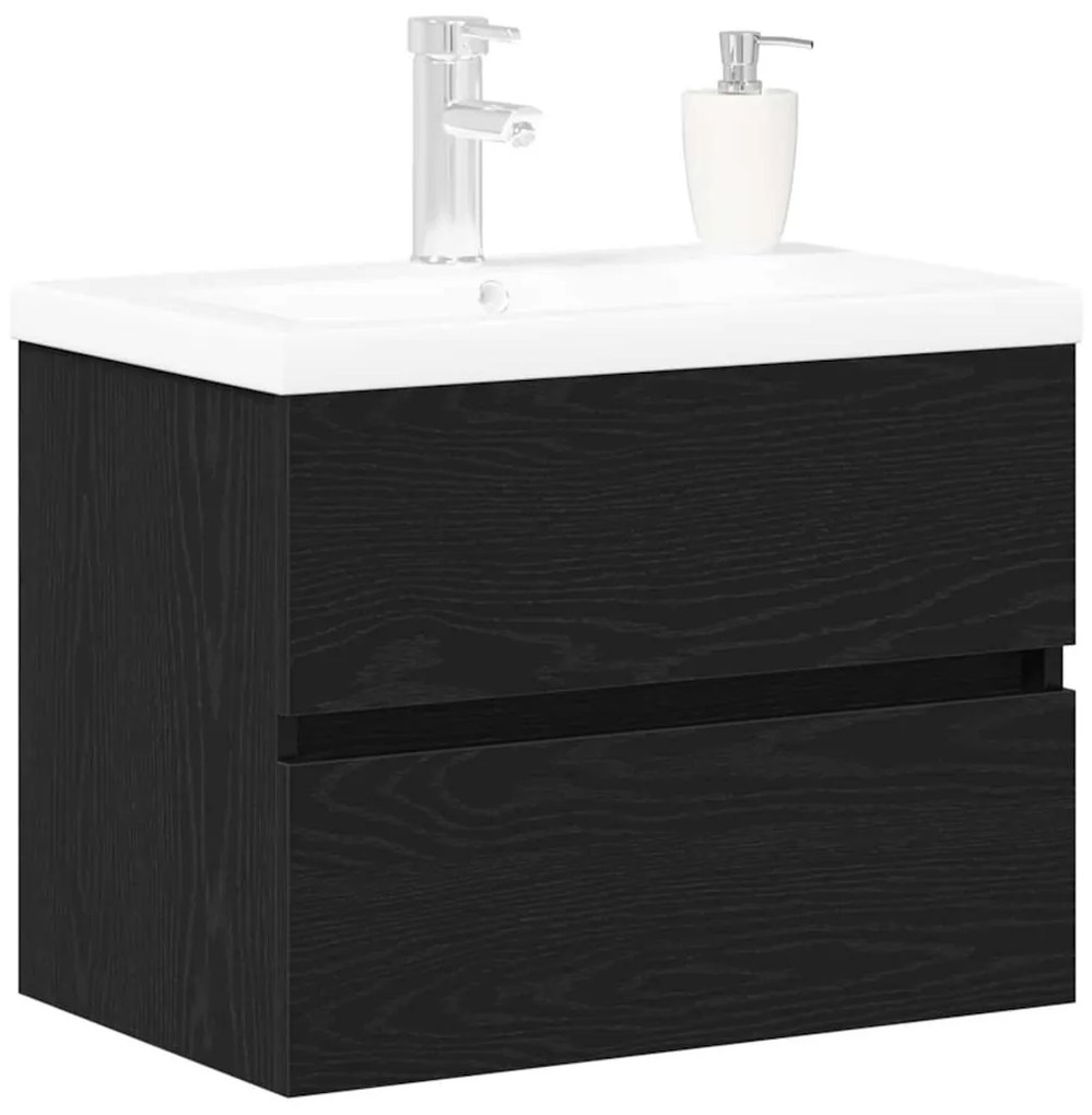 vidaXL Ντουλάπα Νεροχύτη Μαύρη δρυς 60 x 39 x 62 εκ Επεξεργασμένο ξύλο