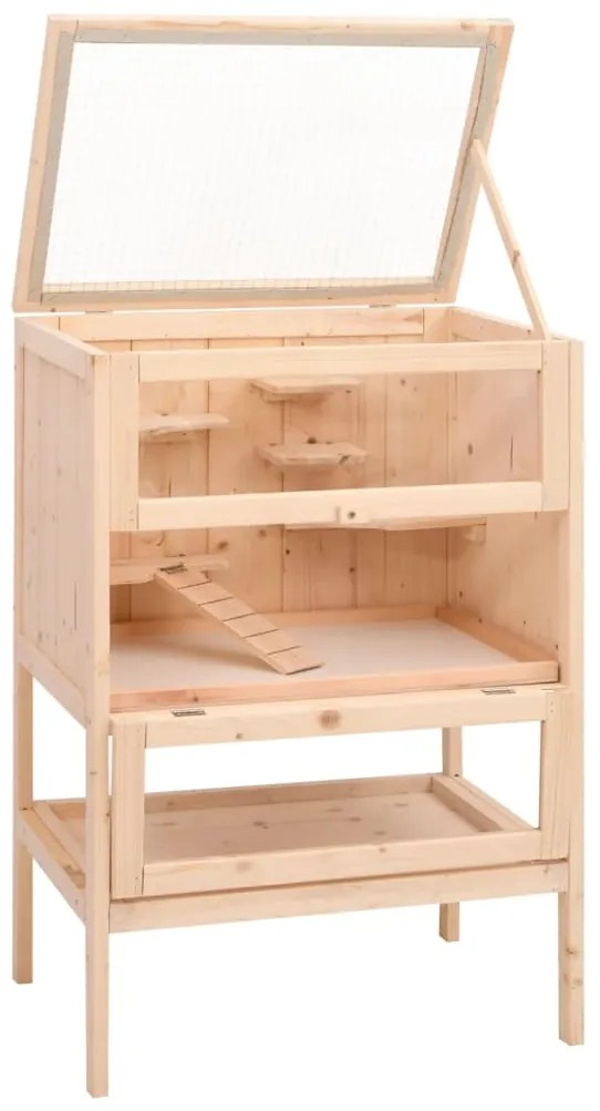 vidaXL Κλουβί Χάμστερ 55 x 40 x 80 εκ. από Μασίφ Ξύλο Ελάτης