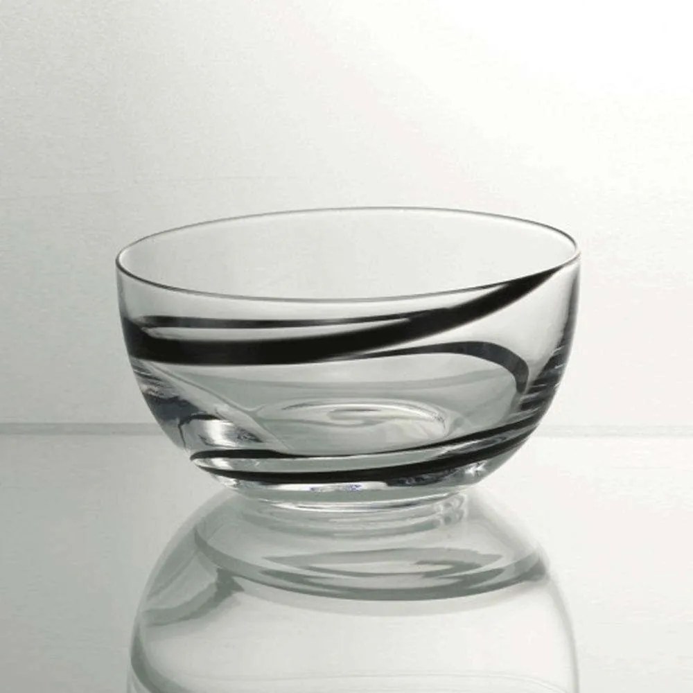 Μπωλ Παγωτού Spiral 52.025.23 Φ13cm Clear-Black Cryspo Trio Glass