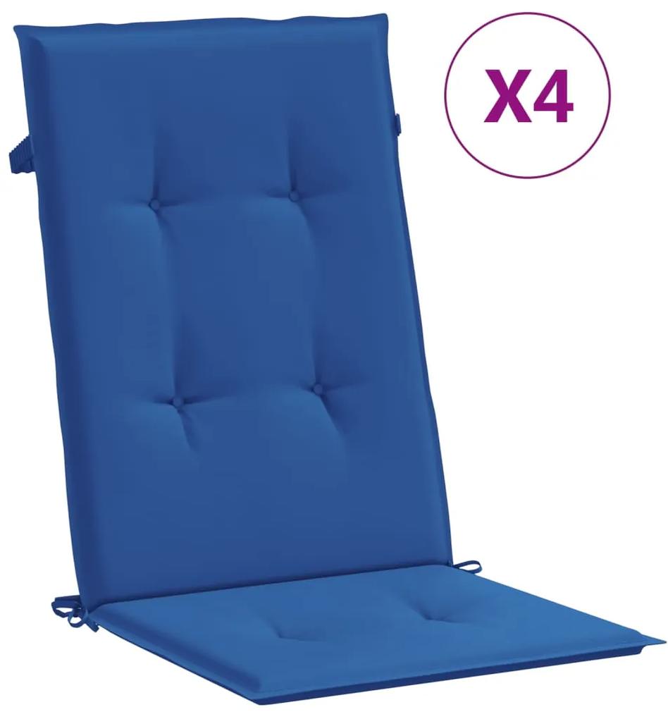 vidaXL Μαξιλάρια Καρέκλας Κήπου με Πλάτη 4 τεμ. Μπλε ρουά 120x50x3 εκ.
