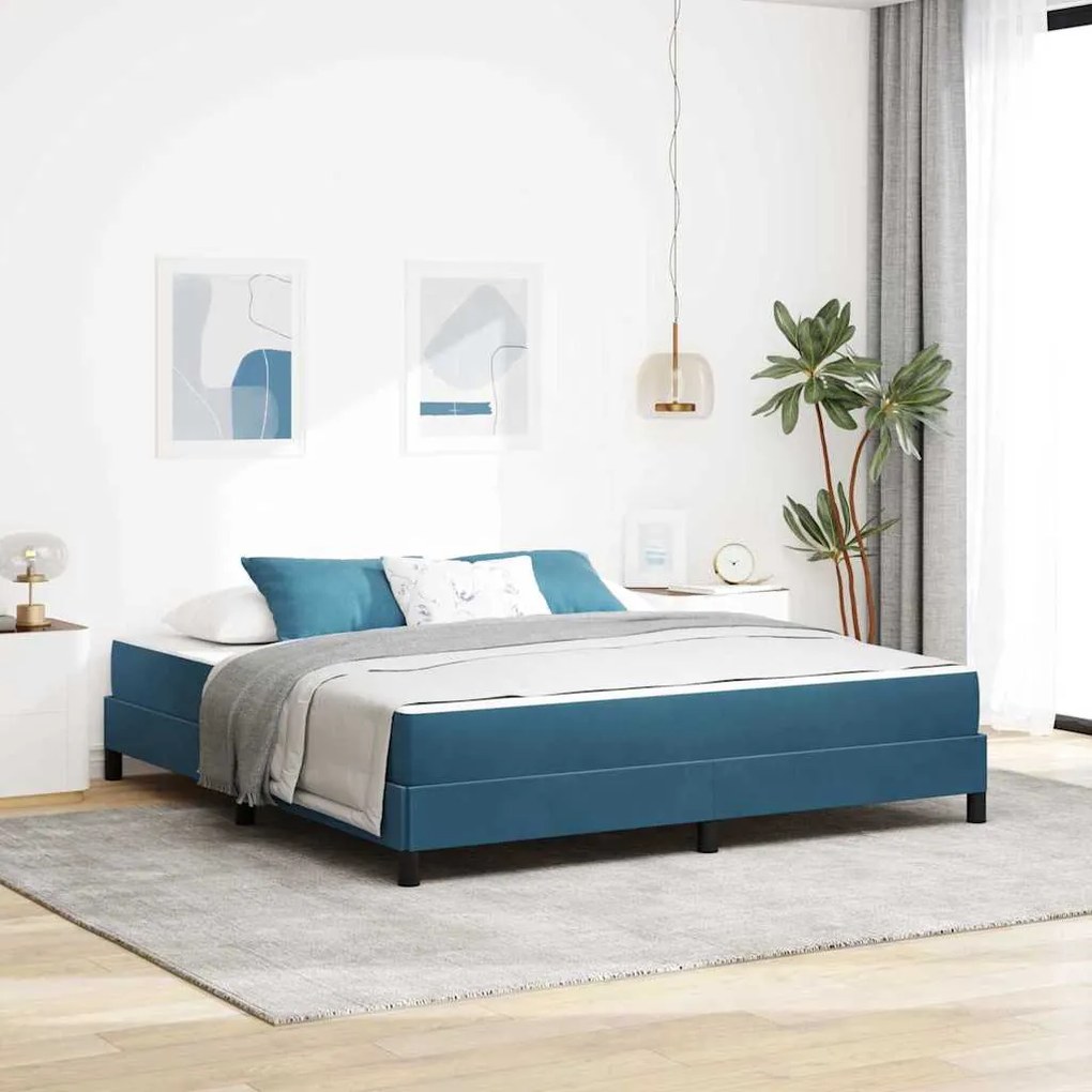 vidaXL Κρεβάτι box spring με στρώμα Σκούρο Μπλε 180 x 200 cm Βελούδο