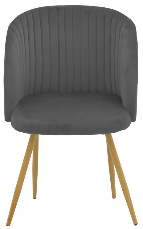 Καρέκλα Anelie pakoworld ανθρακί βελούδο-πόδι φυσικό μέταλλο 45x59x78εκ | Συσκευασία 2 τμχ