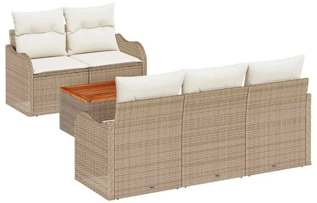 vidaXL Σετ Καναπέ Κήπου 6 pcs Μπεζ Πολυ ράταν