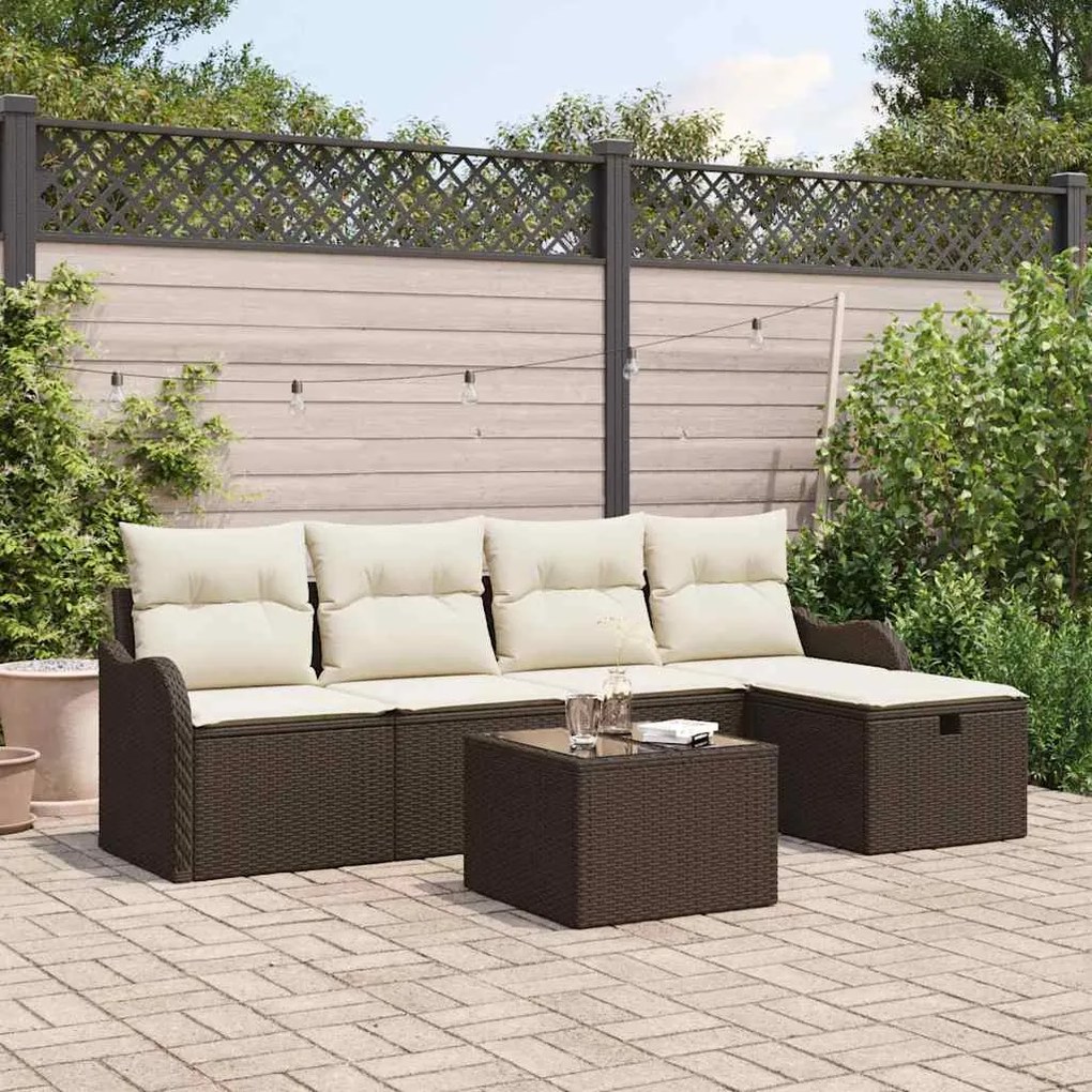 vidaXL Σετ Καναπέ Κήπου 6 pcs Καφέ και κρεμ 231 x 117 x 85 εκ
