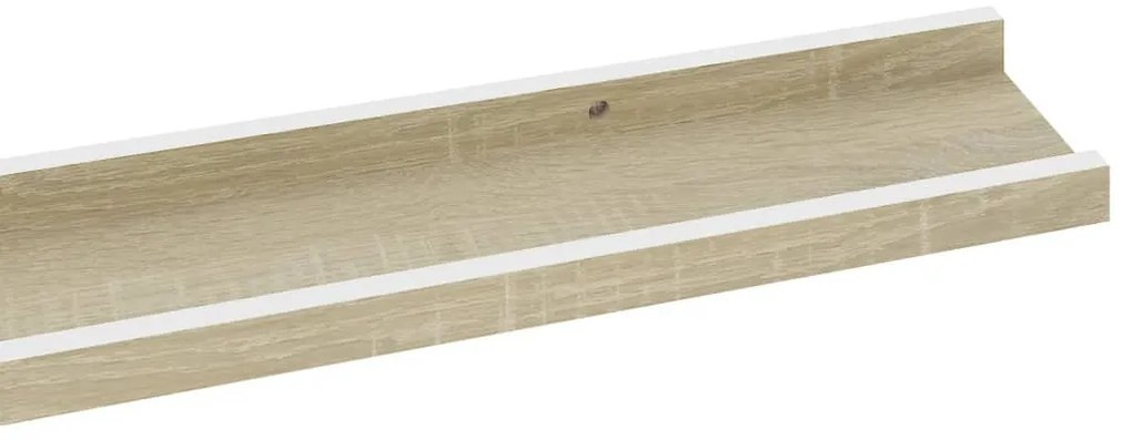 vidaXL Ράφια Τοίχου 2 τεμ. Λευκό και Sonoma Δρυς 100 x 9 x 3 εκ.