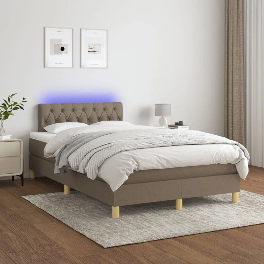 ΚΡΕΒΑΤΙ BOXSPRING ΜΕ ΣΤΡΩΜΑ &amp; LED TAUPE 120X190 ΕΚ. ΥΦΑΣΜΑΤΙΝΟ 3270113