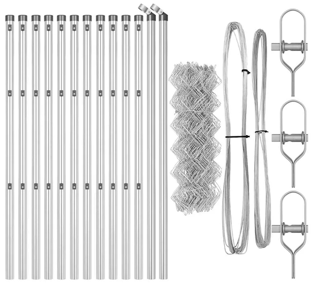 vidaXL Στύλος Περιφράξεων Ασημί 25 x 0,4 μ (60 x 60 χιλιοστά πλέγμα)
