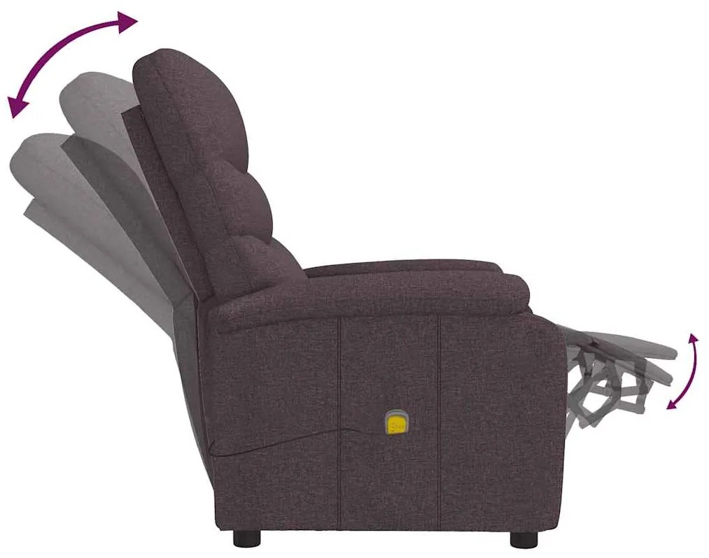 vidaXL Πολυθρόνα Μασάζ Σκούρο Καφέ Υφασμάτινη