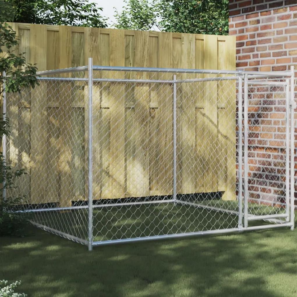 Κλουβί Σκύλου με Πόρτα Γκρι 2x2x1,5 μ. Γαλβανισμένος Χάλυβας