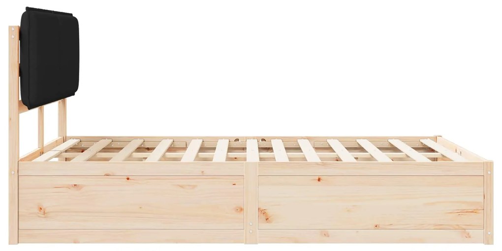 vidaXL Σκελετός Κρεβατιού με Επενδεδυμένο Κεφαλάρι Μαύρο 160 x 200 cm