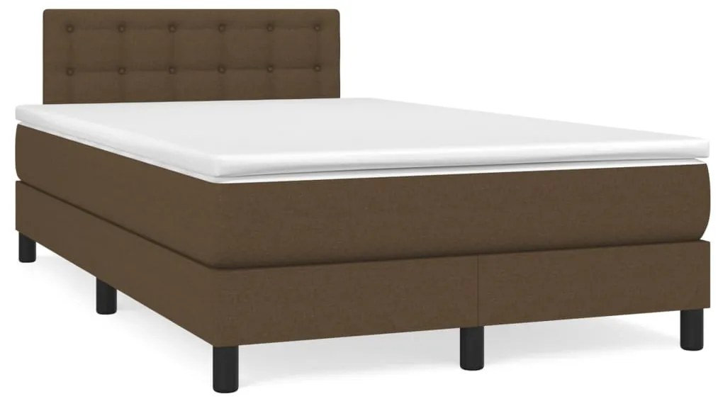 vidaXL Κρεβάτι Boxspring με Στρώμα Σκούρο Καφέ 120x200 εκ. Υφασμάτινο