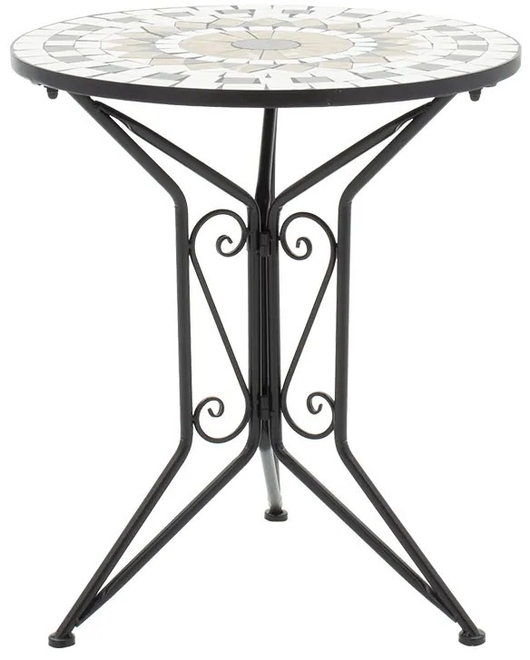 Τραπεζαρία Mosaic pakoworld σετ 3τεμ μέταλλο μαύρο