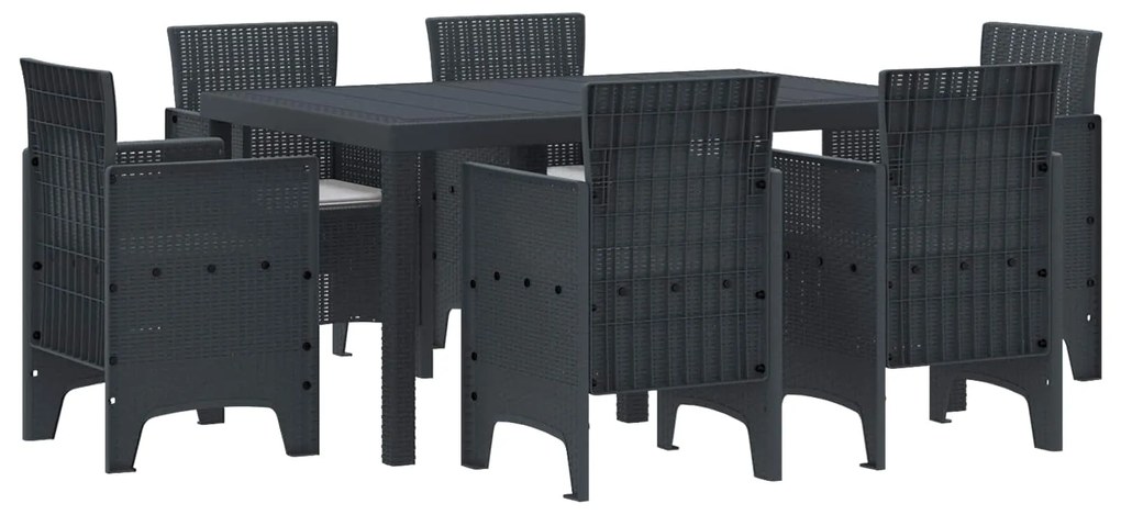 Σέτ φαγητού για κήπο 7 pcs Ανθρακί Rattan Polt