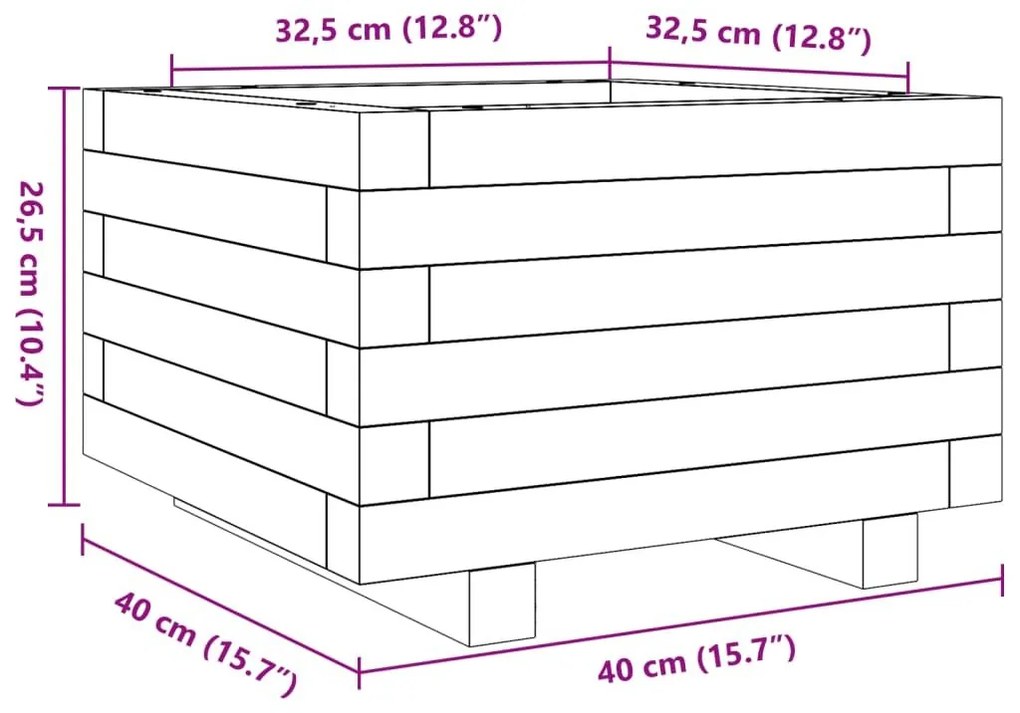 Ζαρντινιέρα Κήπου 40x40x26,5 εκ από Μασίφ Ξύλο Πεύκου - Καφέ