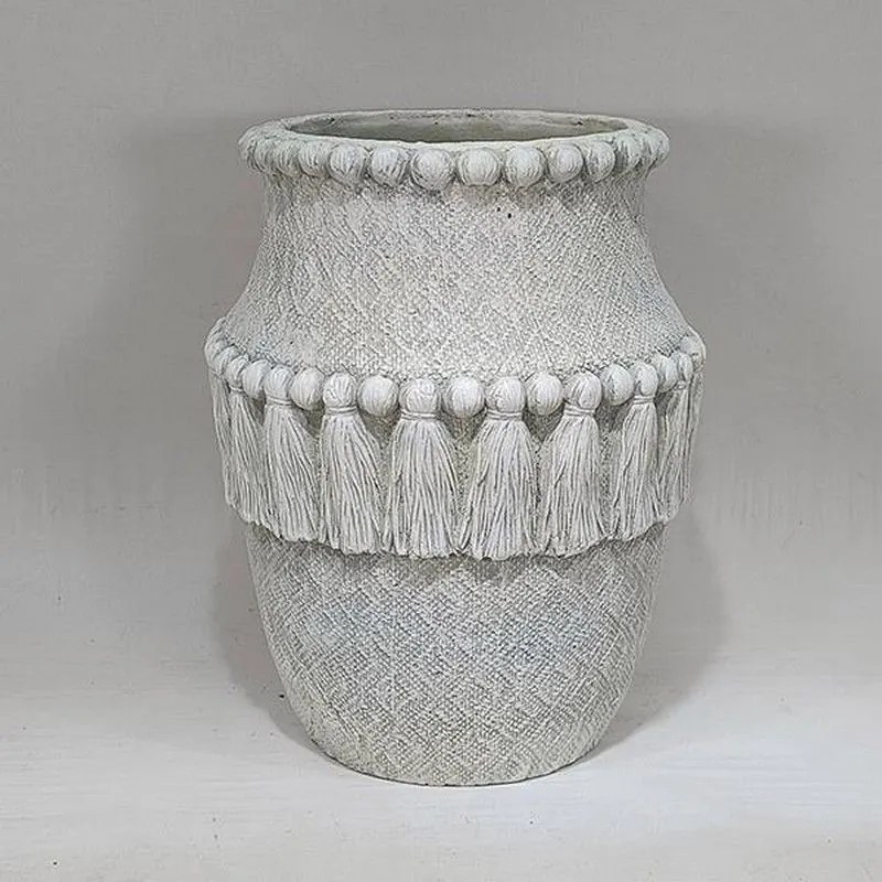 Βάζο Τσιμεντένιο Με Κρόσσια 752-20314 16.5x16.5x14cm Grey Estheti Home Cement
