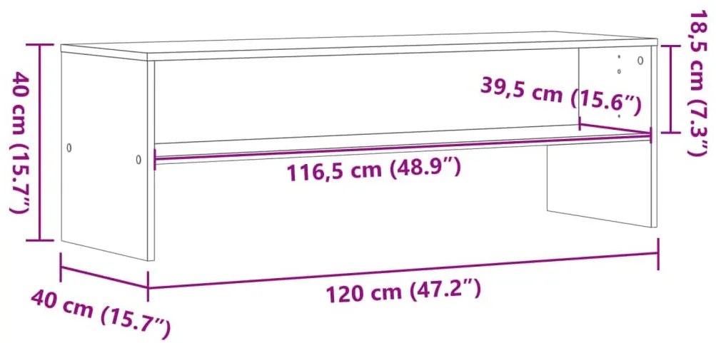 Έπιπλο Τηλεόρασης Γκρι Sonoma 120x40x40 εκ. Επεξεργασμένο Ξύλο - Γκρι