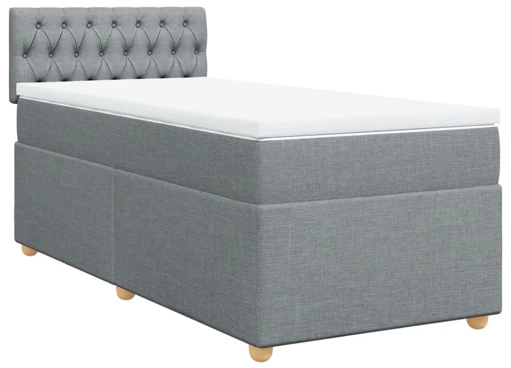 Κρεβάτι Boxspring με Στρώμα Ανοιχτό Γκρι 80x200 εκ. Υφασμάτινο - Γκρι