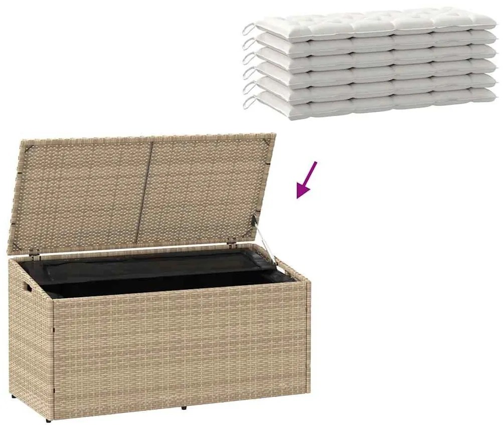 Box αποθήκευσης κήπου Μπεζ 110x50x58 cm Poly Rattan - Μπεζ