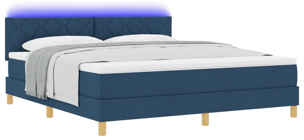 vidaXL Κρεβάτι με Σπαστό Μηχανισμό και Στρώμα & LED Μπλε 180 x 200 εκ Υφάσματος