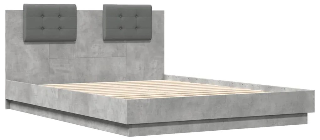 Πλαίσιο Κρεβατιού με Κεφαλάρι Γκρι Σκυρ. 150x200 εκ. Επεξ. Ξύλο - Γκρι