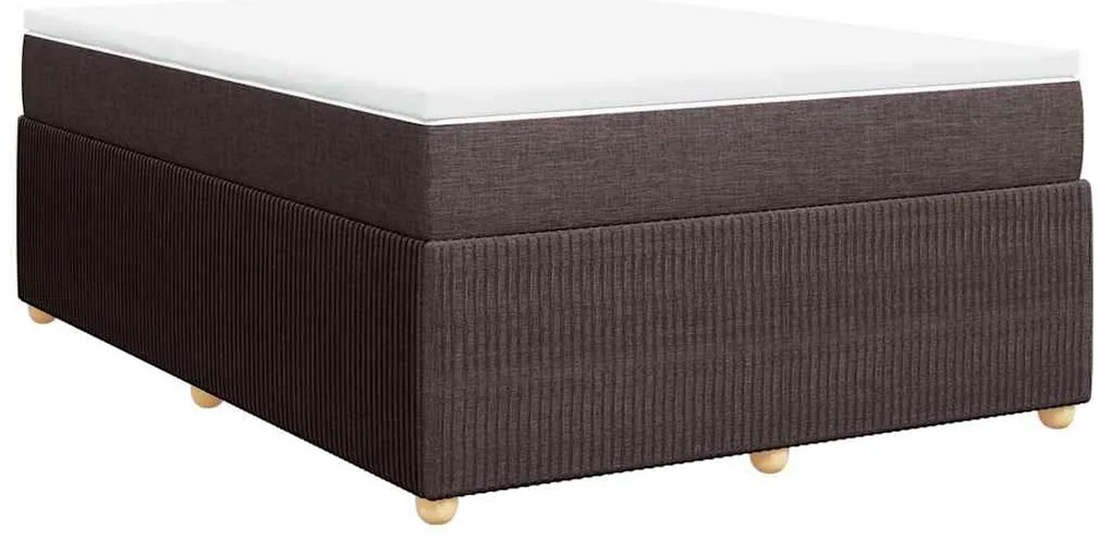 vidaXL Κρεβάτι Boxspring με Στρώμα Σκούρο Καφέ 160x200 εκ Υφασμάτινο