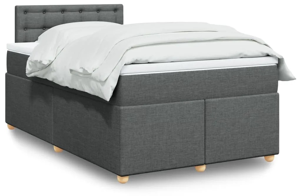 Κρεβάτι Boxspring με Στρώμα Σκούρο Γκρι 120x190 εκ Υφασμάτινο