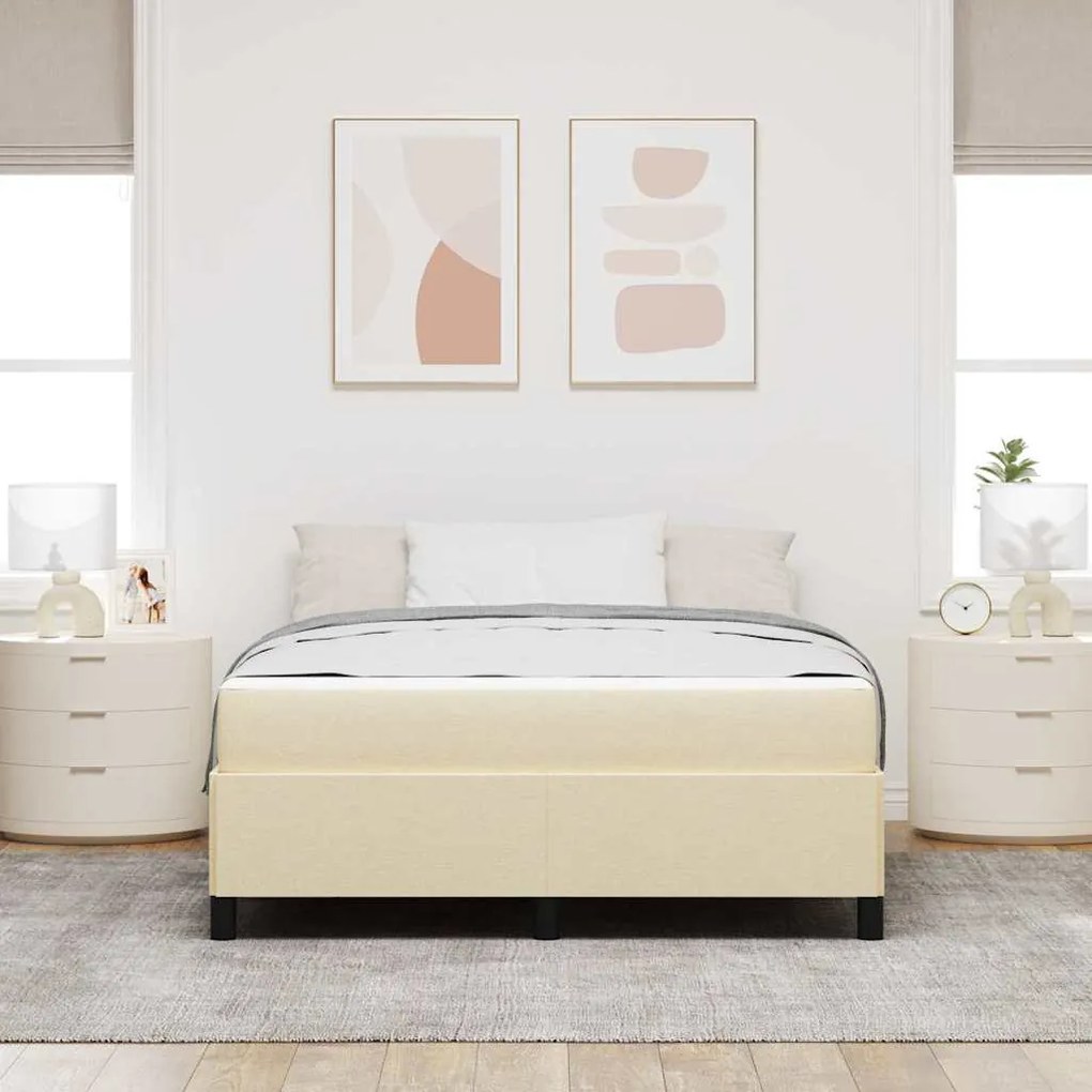 vidaXL Κρεβάτι με ελατήρια Κρέμα 140 x 190 cm