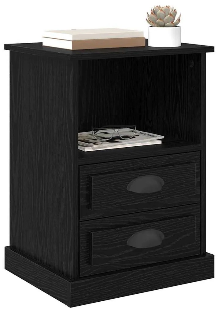 vidaXL Κομοδίνο Μαύρη δρυς 43 x 36 x 60 εκ Επεξεργασμένο ξύλο