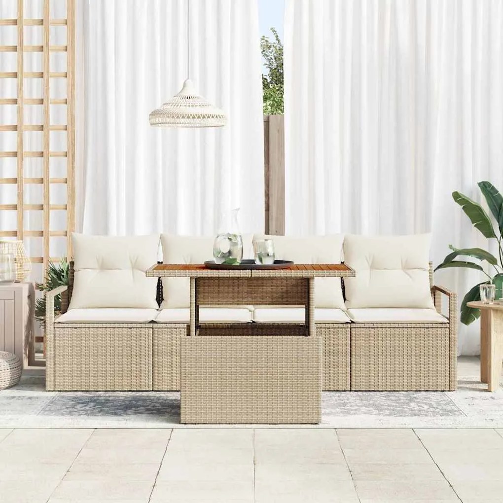 vidaXL Σετ Καναπέ Κήπου 5 pcs μπεζ και κρεμ 100 x 55 x 73 εκ
