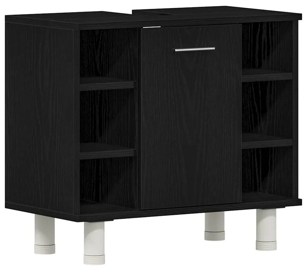 vidaXL Σετ Επίπλων Μπάνιου με ράφι 3 pcs Μαύρο 30 x 30 x 179.5 εκ