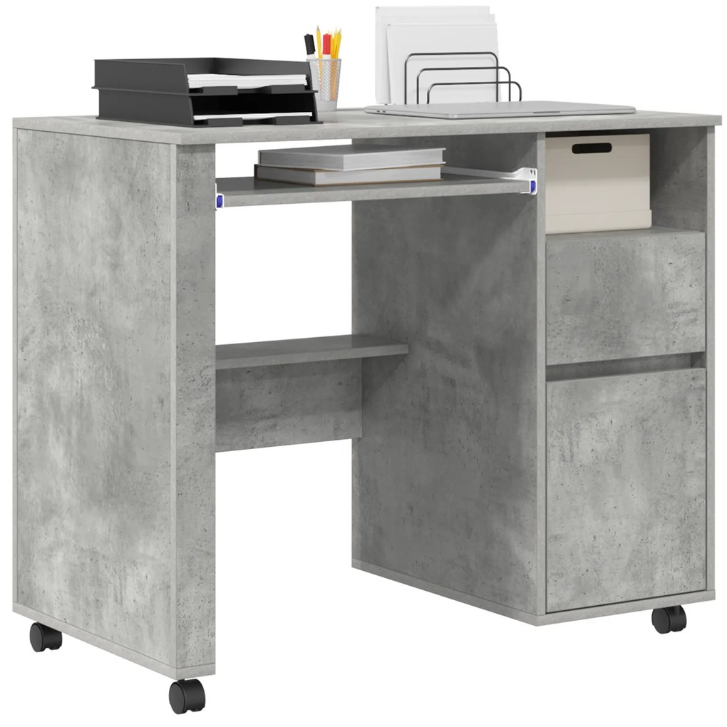 vidaXL Γραφείο Υπολογιστή Concrete Grey Γκρι concrete Μοριοσανίδα Μεσαίο