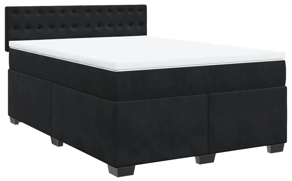 vidaXL Κρεβάτι Boxspring με Στρώμα Μαύρο 160x200 εκ. Βελούδινο