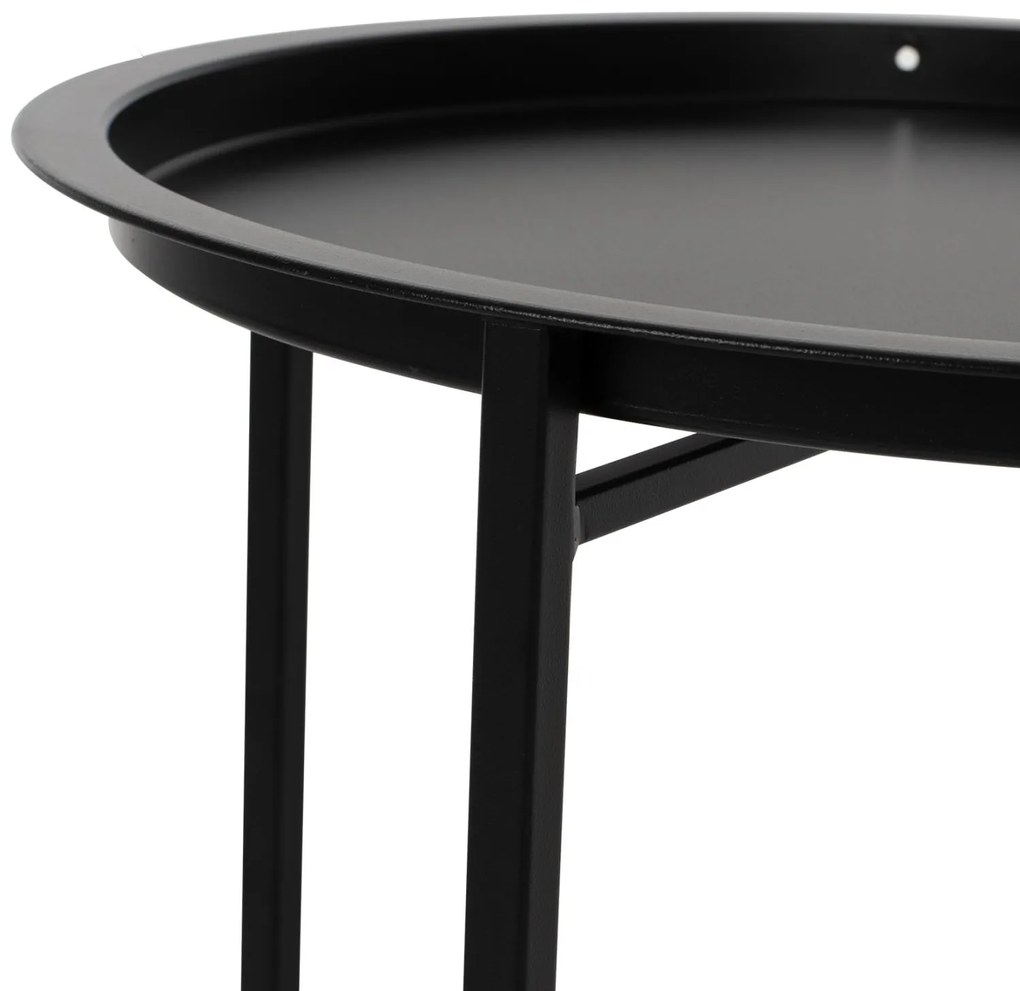 Τραπέζι SAMUEL Χαμηλό Πτυσσόμενο με Αποσπώμενο Δίσκο Μεταλλικό Μαύρο Φ45x52 εκ. 45x45x52 εκ.